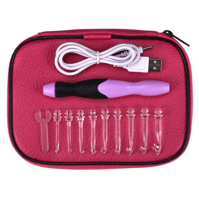 9 Plastic LED Glowing Crochet Hooks With Accessories