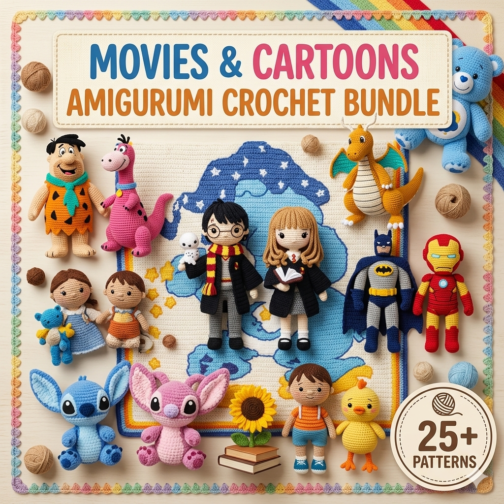 25+ Amigurumi Crochet Patterns | Movies & Cartoons Bundle PDF