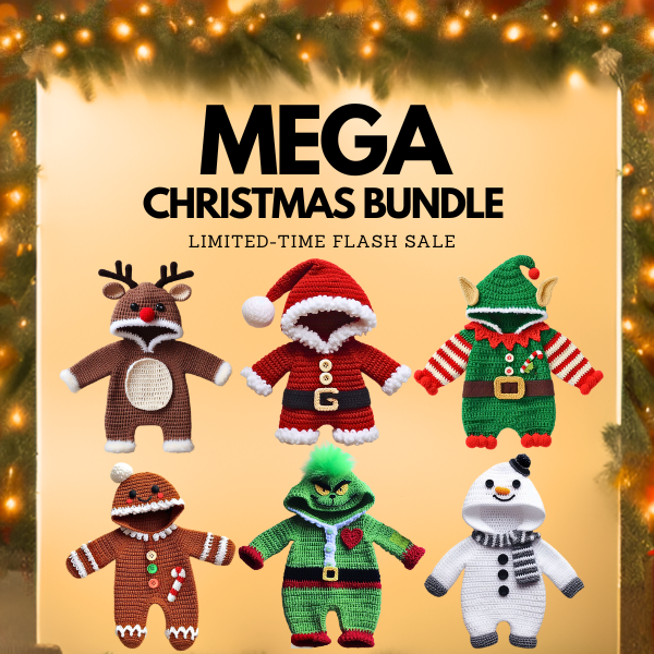 6 in 1 : Mega Christmas Baby Jumpsuits Set – Crochet Pattern