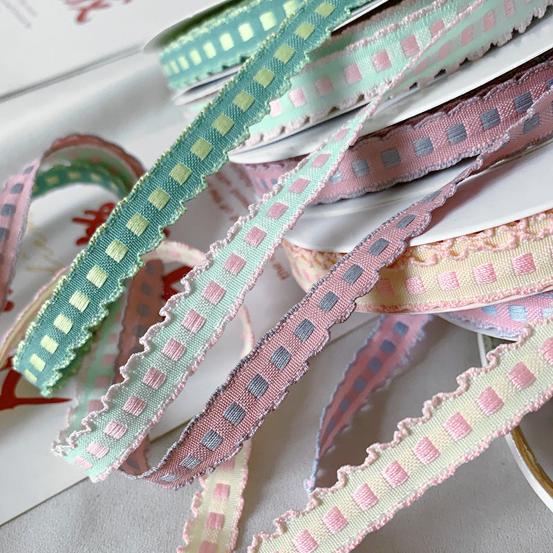 Handmade 1cm Yarn-dyed Crochet Fabric Ribbon Bow Material