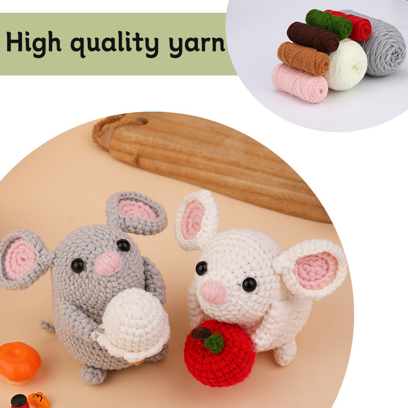DIY Two Mice Mini Doll Wool Crochet Material Package