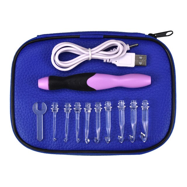 9 Plastic LED Glowing Crochet Hooks With Accessories