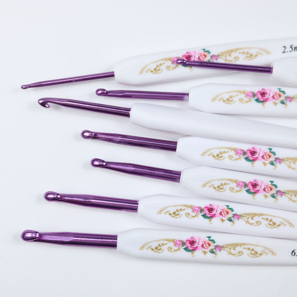 Flower Blue And White Porcelain Aluminum Crochet Hook