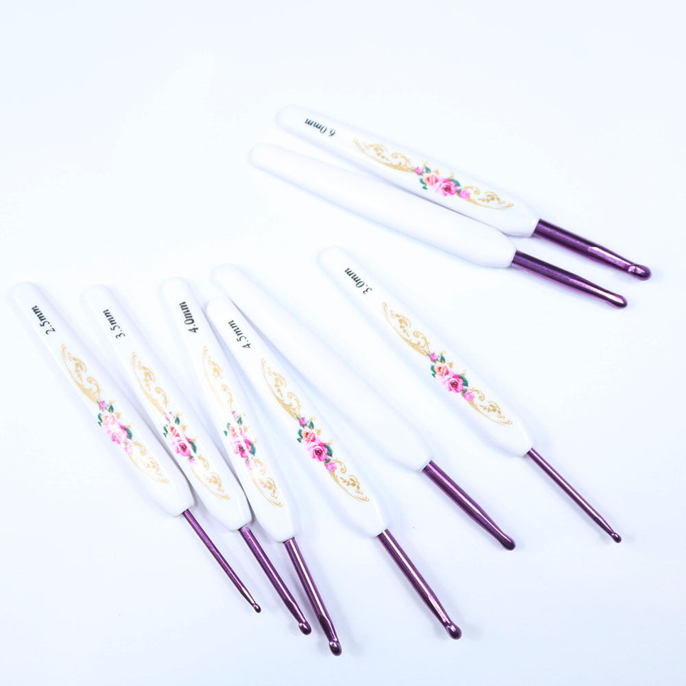 Flower Blue And White Porcelain Aluminum Crochet Hook