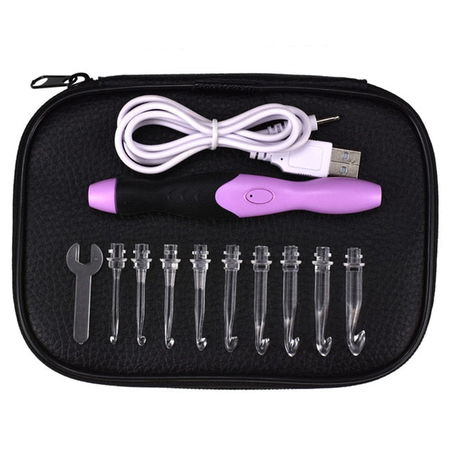9 Plastic LED Glowing Crochet Hooks With Accessories