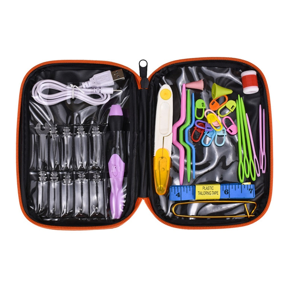9 Plastic LED Glowing Crochet Hooks With Accessories
