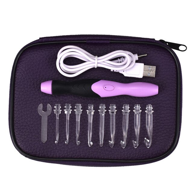 9 Plastic LED Glowing Crochet Hooks With Accessories