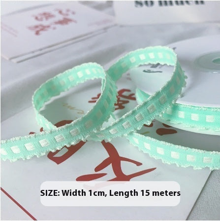 Handmade 1cm Yarn-dyed Crochet Fabric Ribbon Bow Material