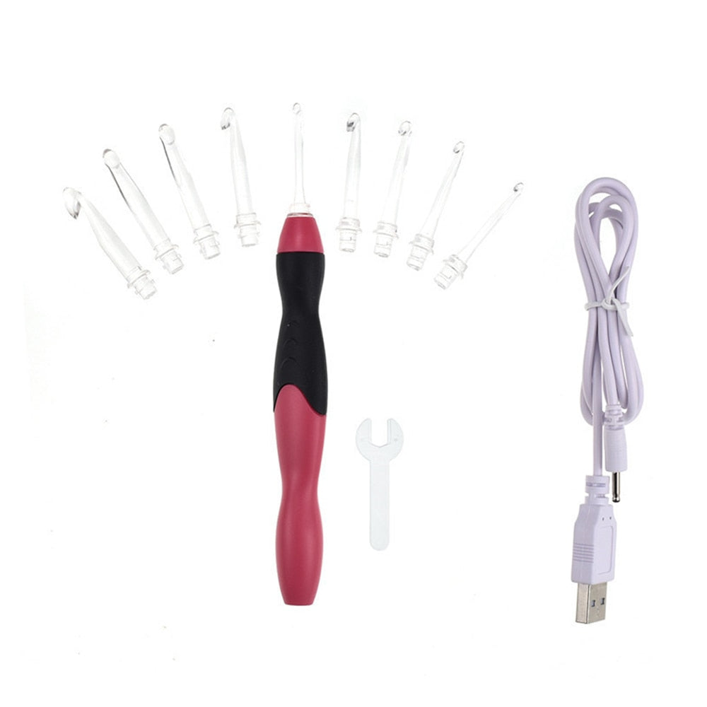9 Plastic LED Glowing Crochet Hooks With Accessories