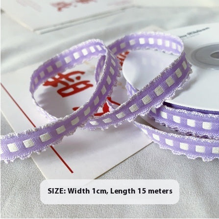 Handmade 1cm Yarn-dyed Crochet Fabric Ribbon Bow Material
