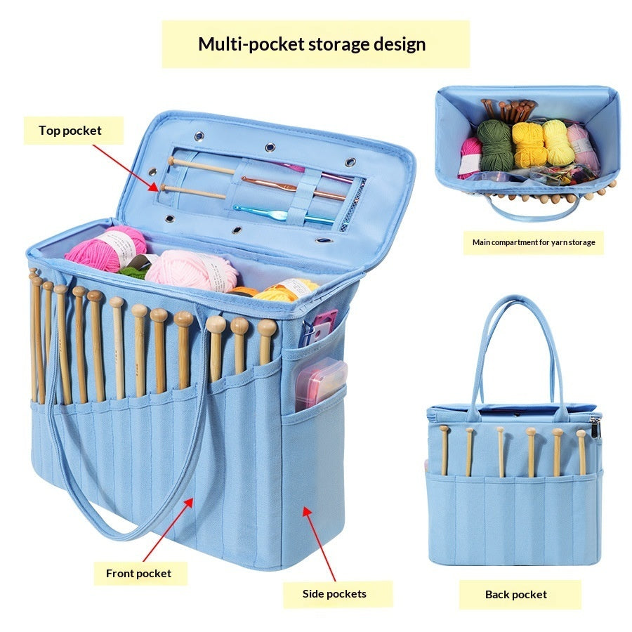 Large-Capacity Crochet Accessory Organizer Tote For Outdoor Travel
