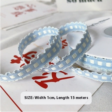 Handmade 1cm Yarn-dyed Crochet Fabric Ribbon Bow Material