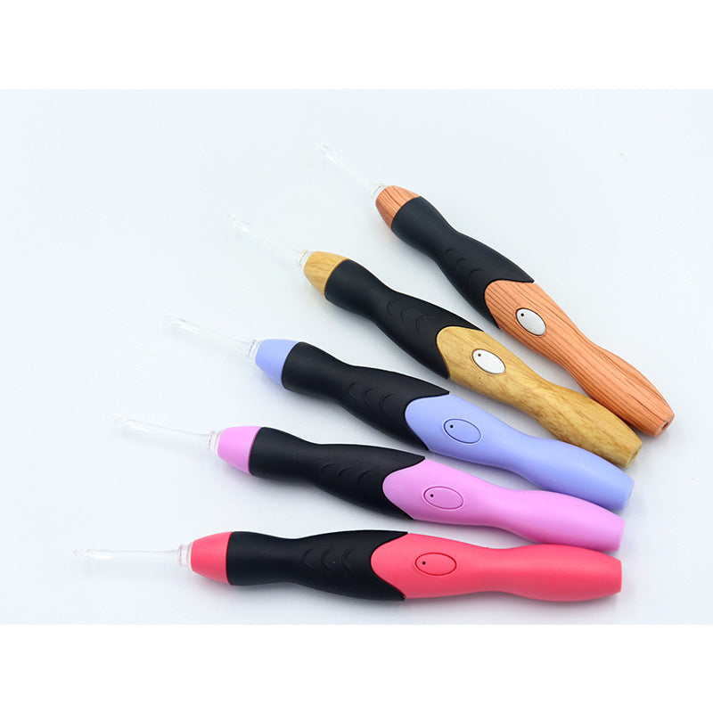 LED hand-knitted Crochet Rechargeable Wood Grain Set 11 In 1 DIY Tool