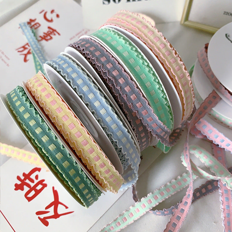 Handmade 1cm Yarn-dyed Crochet Fabric Ribbon Bow Material