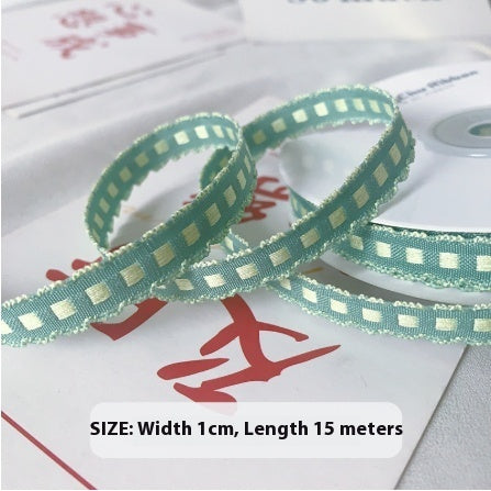 Handmade 1cm Yarn-dyed Crochet Fabric Ribbon Bow Material