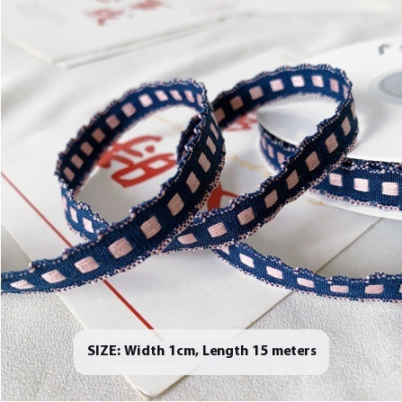 Handmade 1cm Yarn-dyed Crochet Fabric Ribbon Bow Material