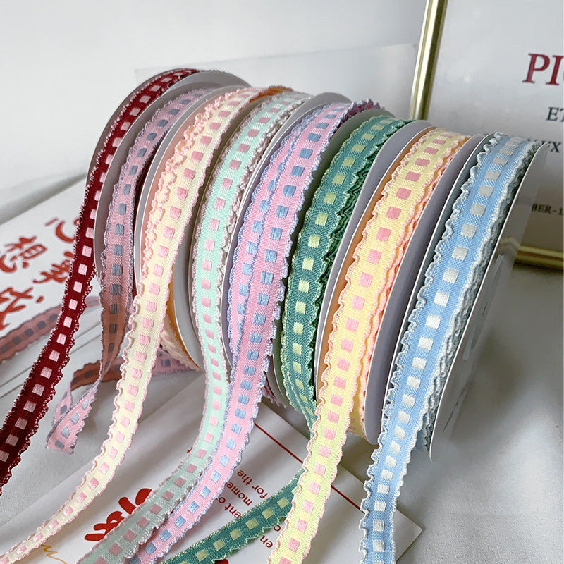 Handmade 1cm Yarn-dyed Crochet Fabric Ribbon Bow Material