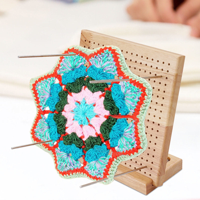Knitted Yarn Shaped Crochet Square Solid Wood Woven Board
