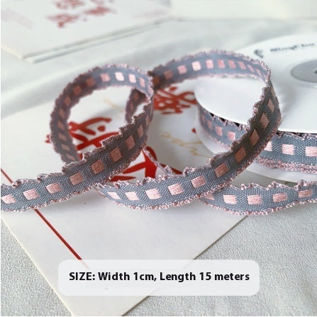 Handmade 1cm Yarn-dyed Crochet Fabric Ribbon Bow Material