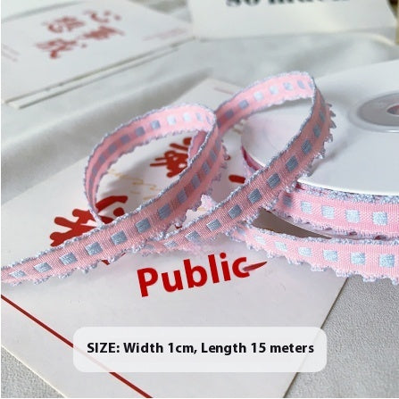 Handmade 1cm Yarn-dyed Crochet Fabric Ribbon Bow Material