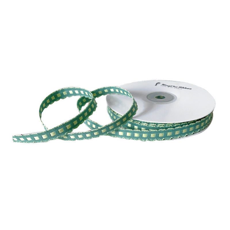 Handmade 1cm Yarn-dyed Crochet Fabric Ribbon Bow Material