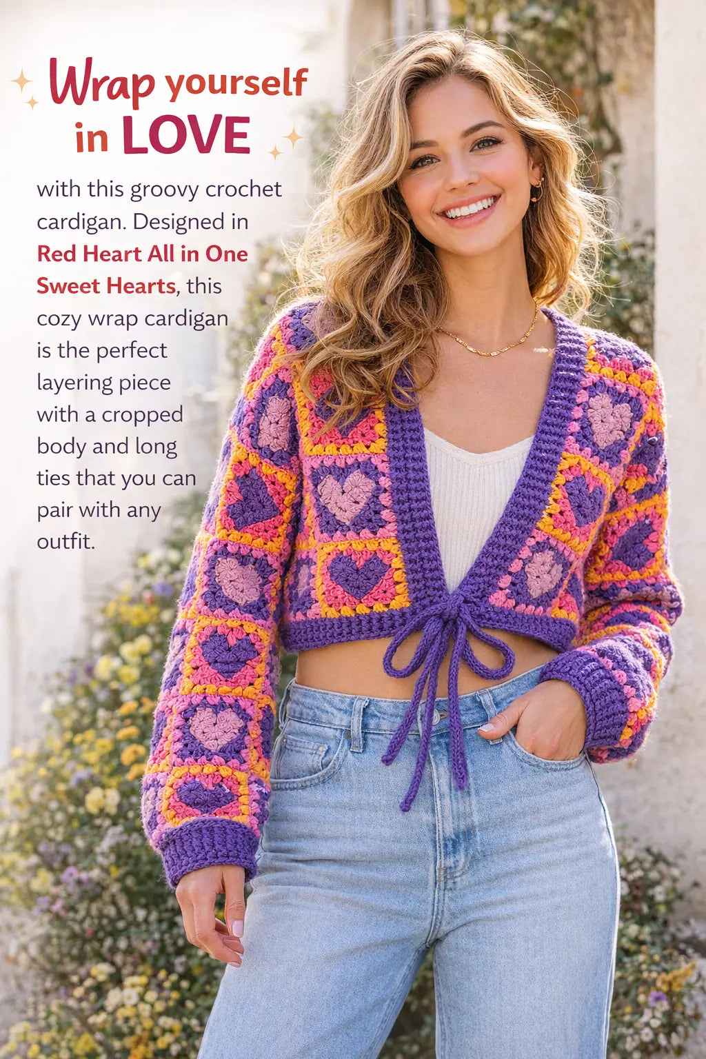 Red Heart Wrapped in Love Crochet Cardigan