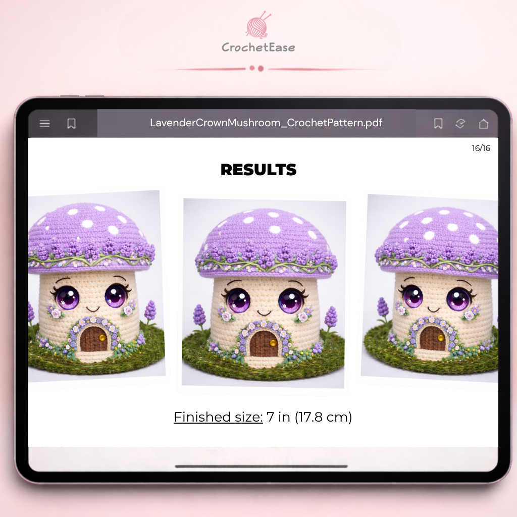 Lavender Crown Mushroom - Crochet Pattern