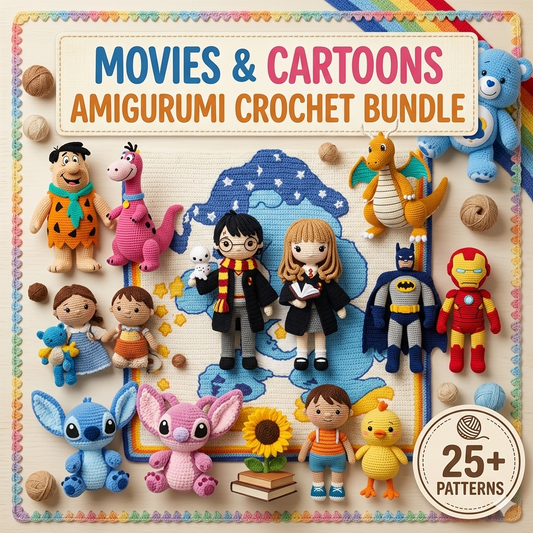 25+ Amigurumi Crochet Patterns | Movies & Cartoons Bundle PDF