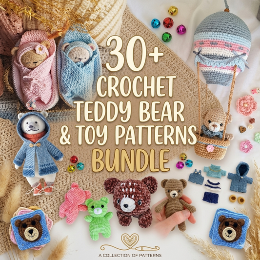 30+ Crochet Teddy Bear & Toy Patterns Bundle | PDF Download