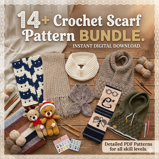 14+ Crochet Scarf Patterns Bundle | PDF Instant Download