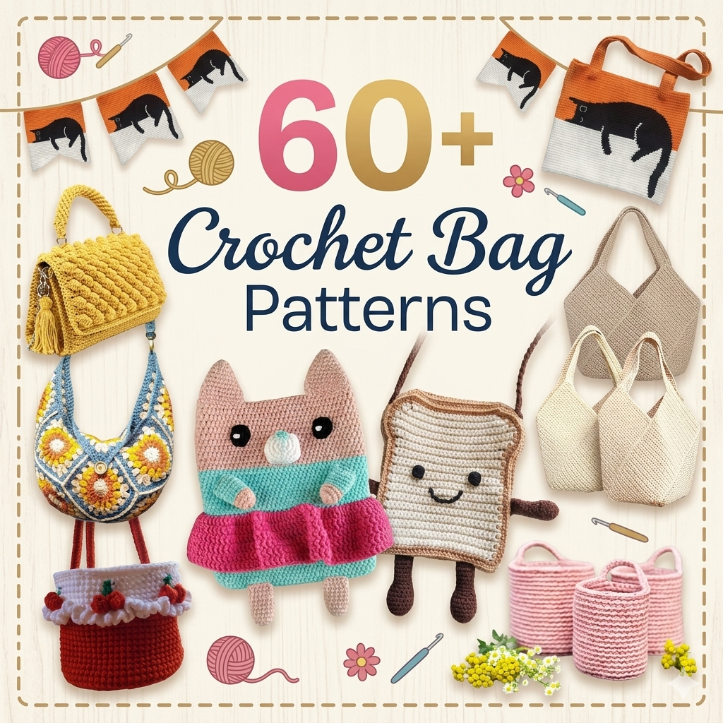 60+ Crochet Bag Patterns Bundle | Tote, Market & Purse PDF Download