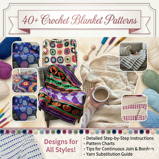 40+ Crochet Blanket Patterns Bundle | Afghan PDF Instant Download