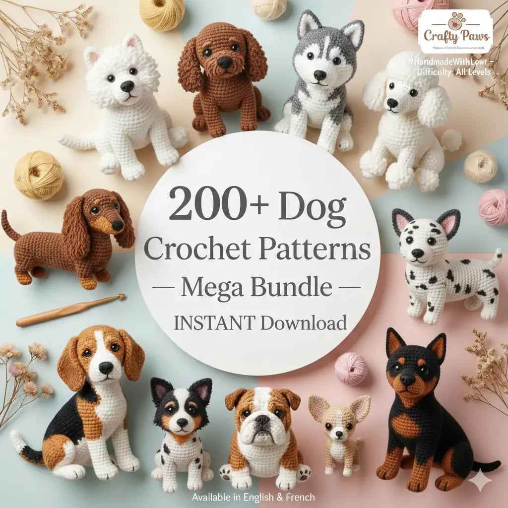 200+ Dog Amigurumi Crochet Patterns – PDF Bundle