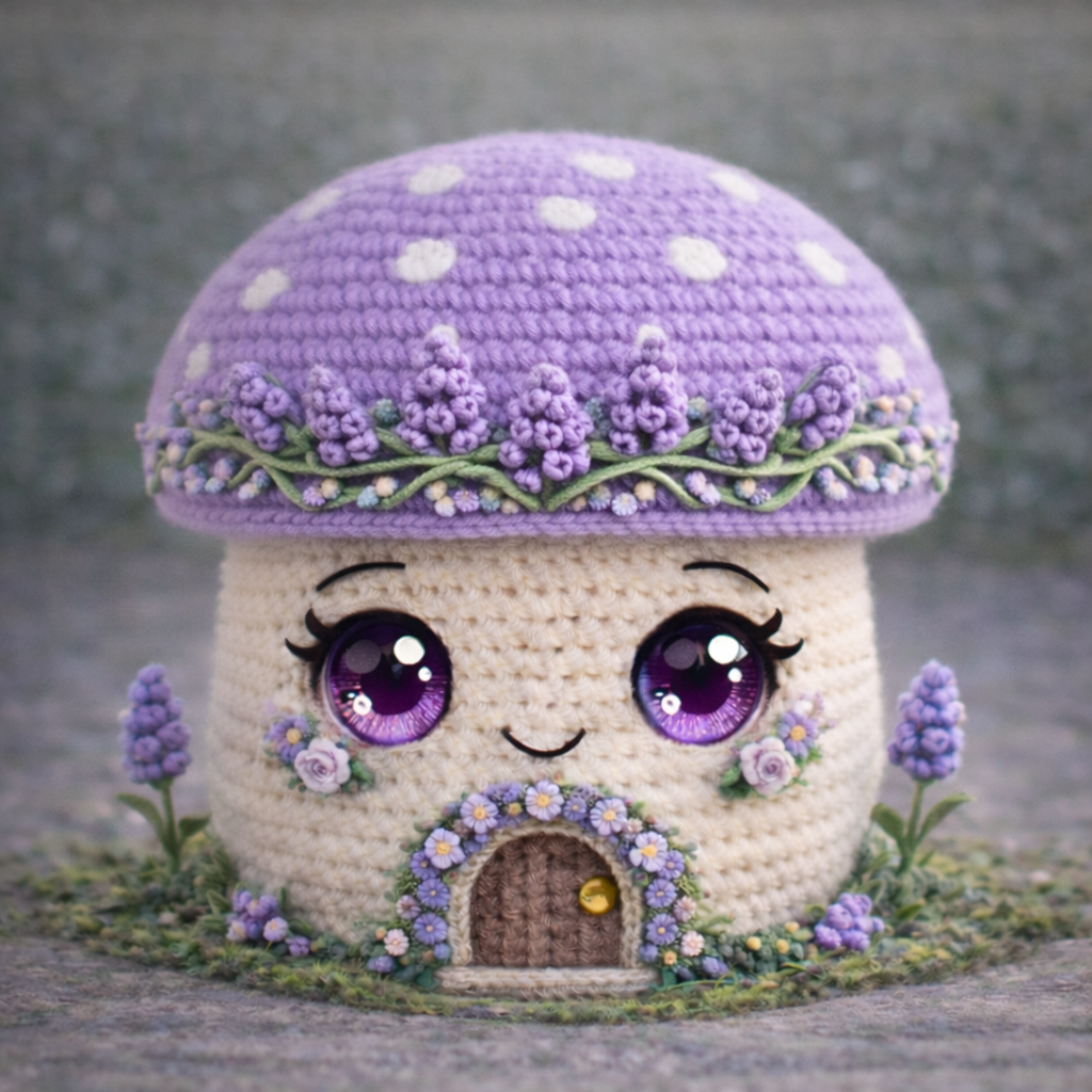 Lavender Crown Mushroom - Crochet Pattern