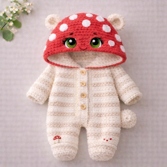 Mushroom Bear Jumpsuit - Crochet Pattern