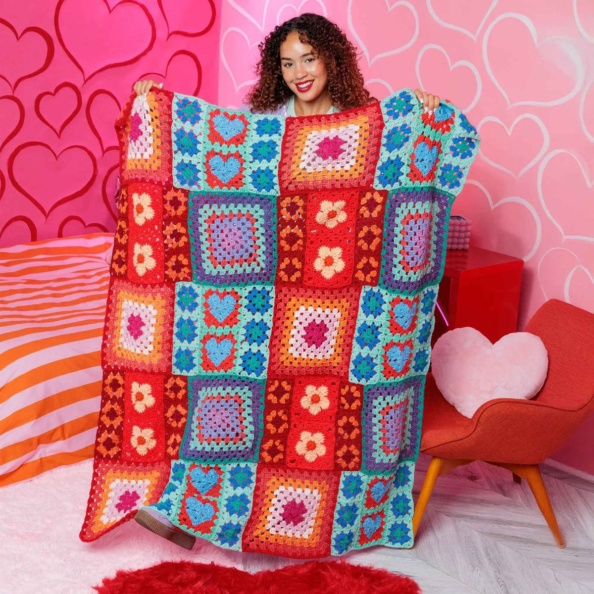 Red Heart Positively Zany Crochet Blanket