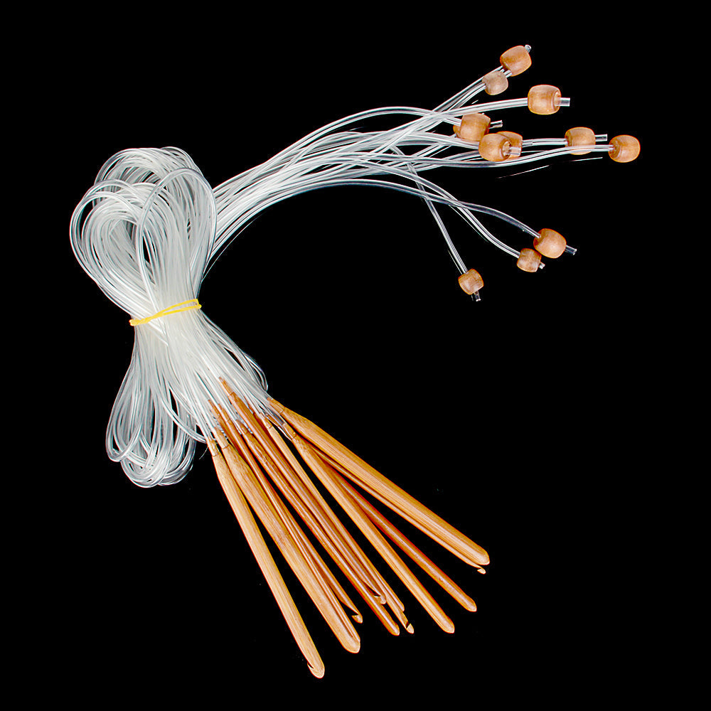 Loop Crochet Long Needle Bamboo Needle With Bead Bamboo Charcoal Loop Needle