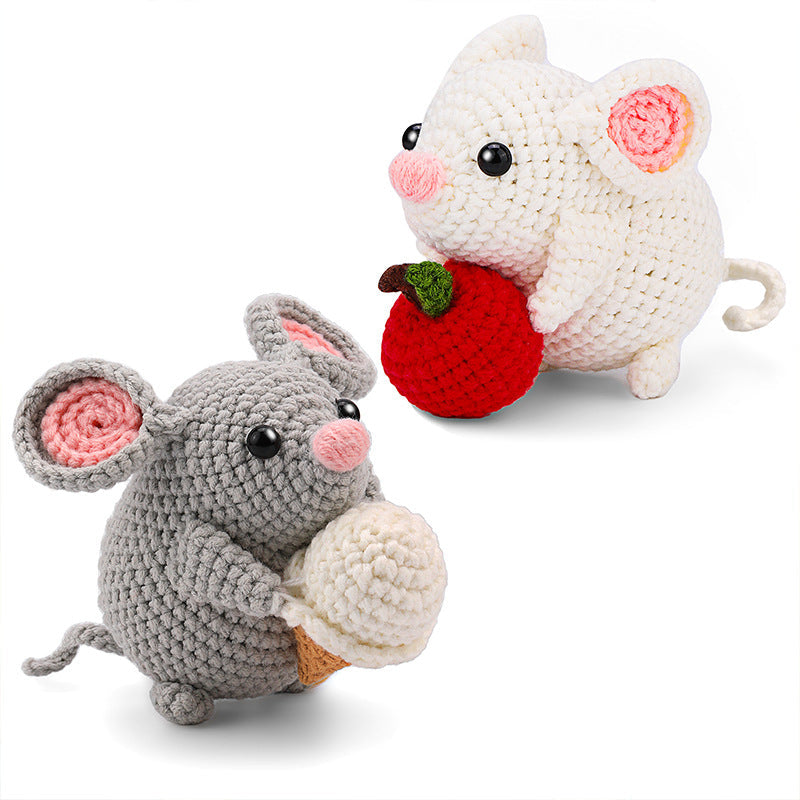 DIY Two Mice Mini Doll Wool Crochet Material Package