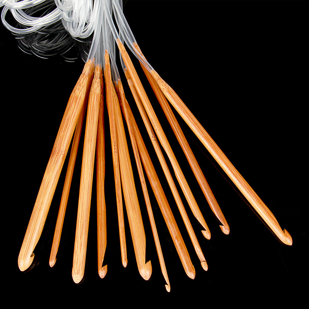 Loop Crochet Long Needle Bamboo Needle With Bead Bamboo Charcoal Loop Needle