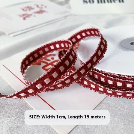 Handmade 1cm Yarn-dyed Crochet Fabric Ribbon Bow Material