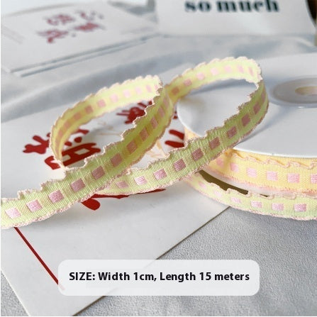 Handmade 1cm Yarn-dyed Crochet Fabric Ribbon Bow Material