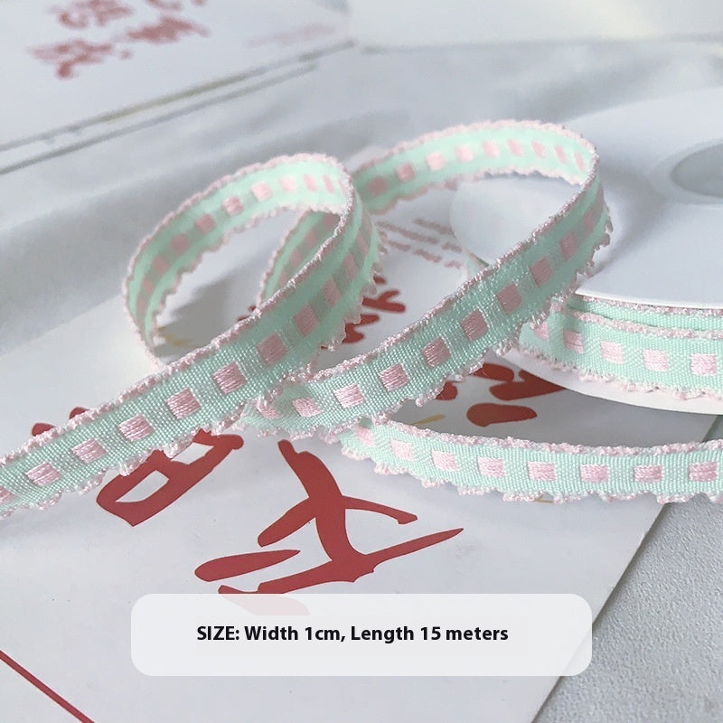 Handmade 1cm Yarn-dyed Crochet Fabric Ribbon Bow Material