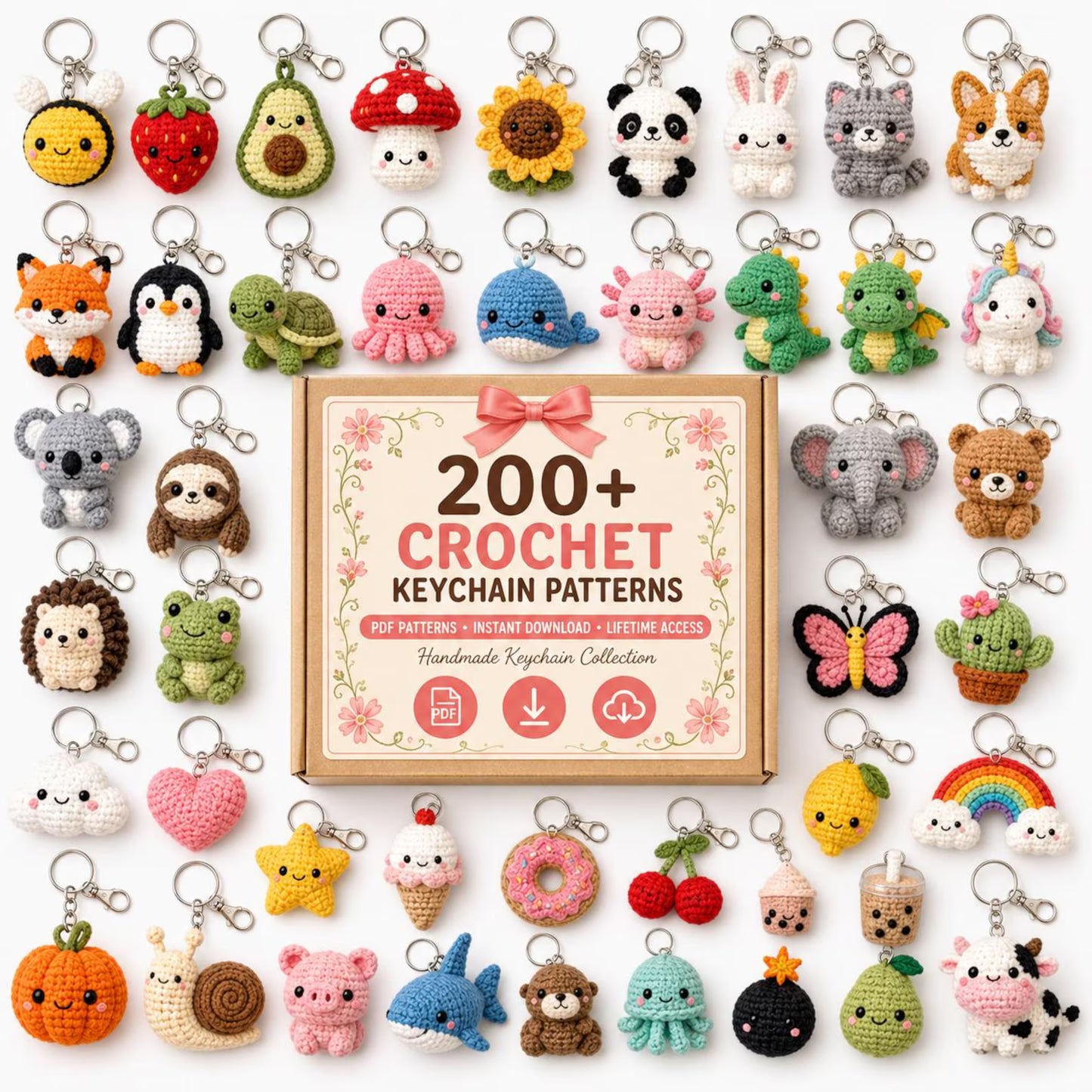 200+ Crochet Keychain Patterns Bundle (Instant PDF Download)