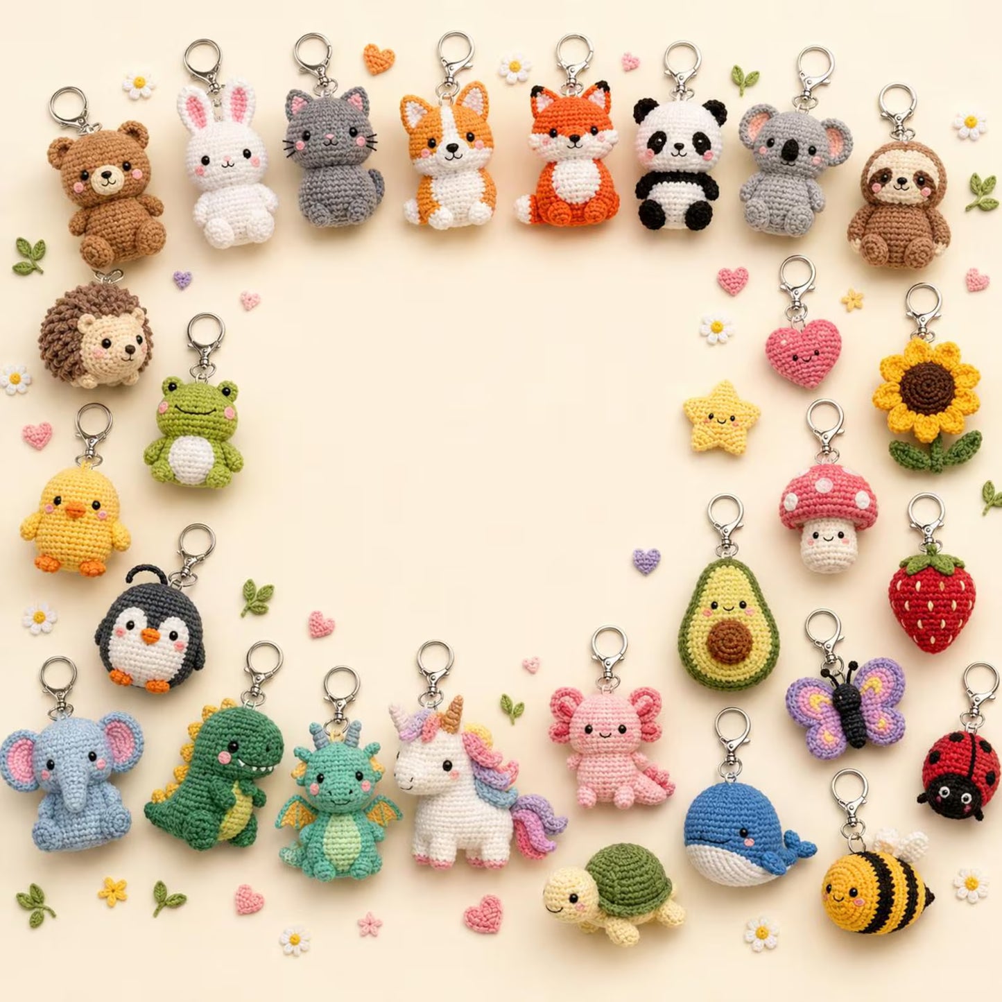 200+ Crochet Keychain Patterns Bundle (Instant PDF Download)
