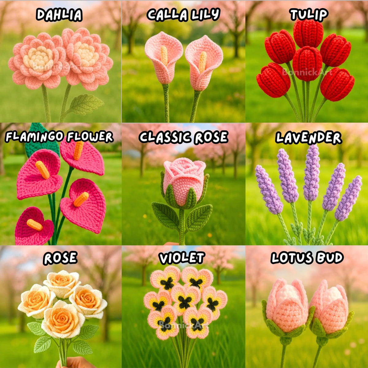 600+ Flower Bouquet Crochet  Pattern