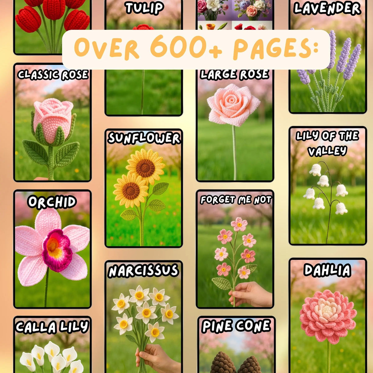 600+ Flower Bouquet Crochet  Pattern