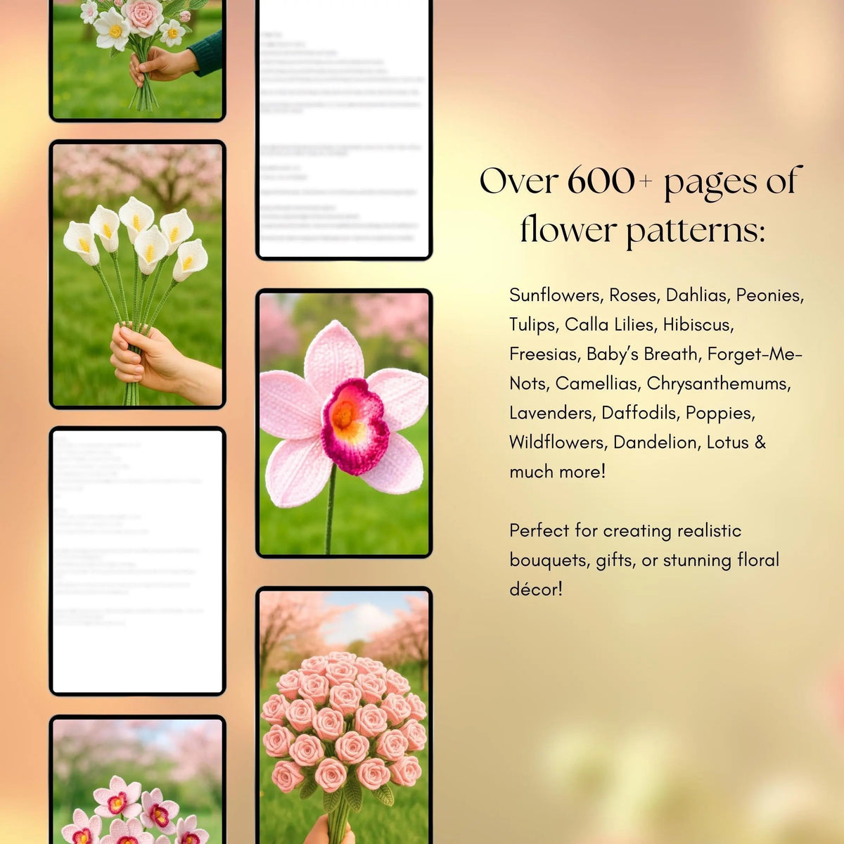600+ Flower Bouquet Crochet  Pattern