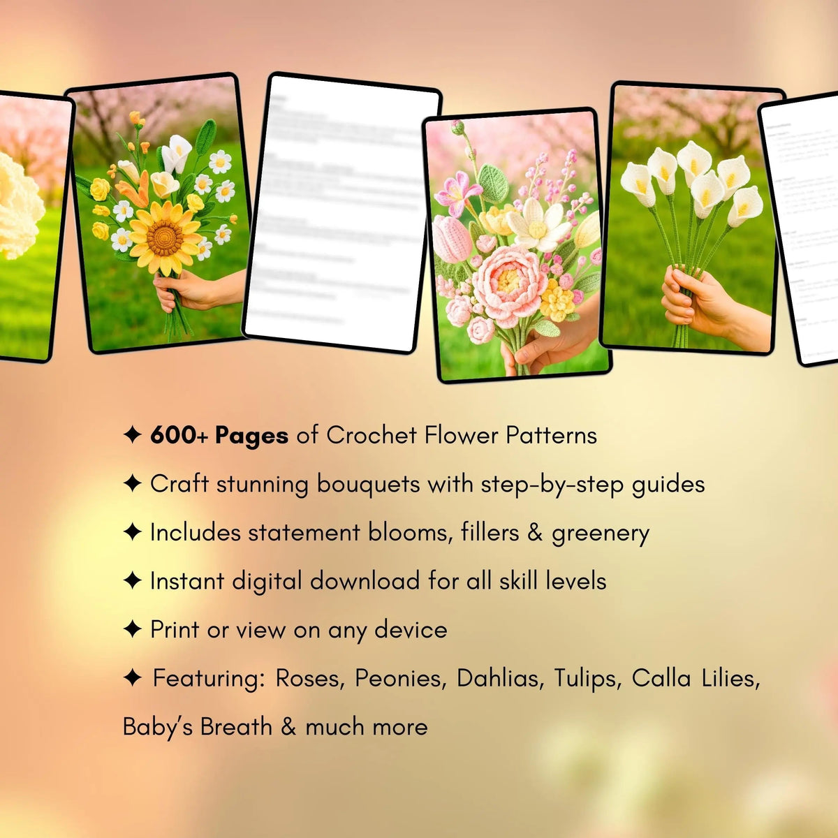 600+ Flower Bouquet Crochet  Pattern
